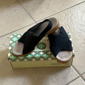Charleston Shoe Co. Atlantic Black Linen Sandals
